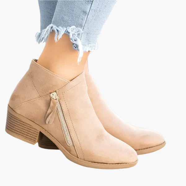 Women's blue vintage ankle boots with cushioned comfort footbed