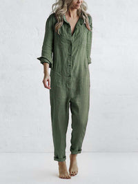 Aurora | Women's Relaxed Fit Button-Down Jumpsuit with Straight Legs