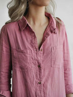 Women's button-down jumpsuit with straight legs